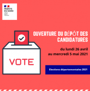 Ouverture du dépôt des candidatures pour Les éléctions départementales des 20 et 27 juin 2021